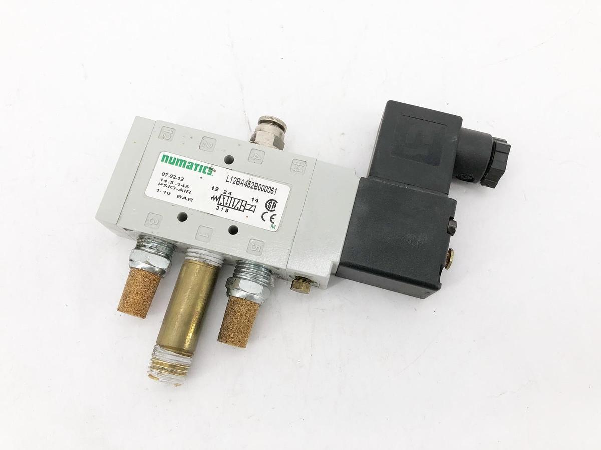 Used Numatics L12BA452B000061 Solenoid Valve 1/4" Ports 24VDC 2-Pos. 4-Way