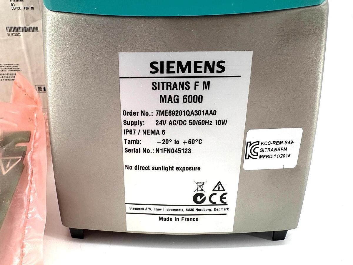 New Siemens 7ME69201QA301AA0 Flow Transmitter Sitrans FM Mag 6000 24V 10W