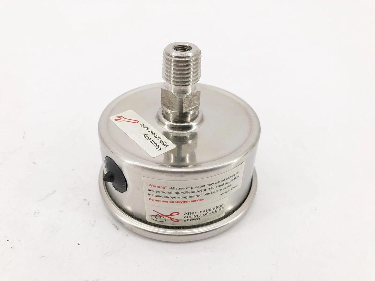 New Trerice D83SS2502BA100 Pressure Gauge D83SS 2.5" -100psi 1/4" NPT Back
