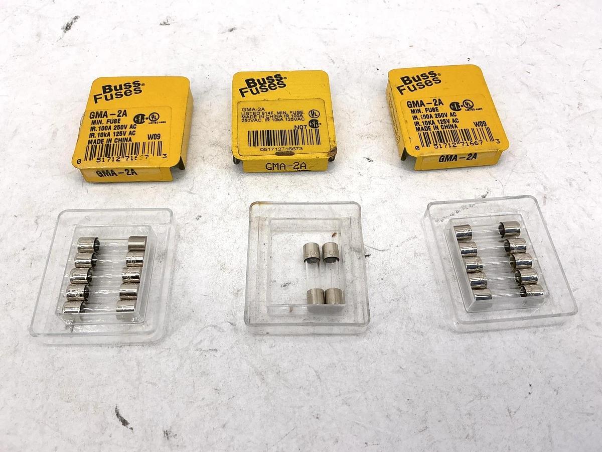 Lot of 12 New Bussmann GMA-2A Glass Mini Fuses 2A 250V