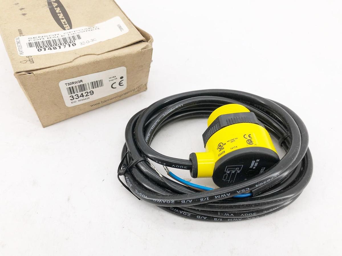 Banner Engineering T30RW3R Sensor Receiver 20-250VAC 2m Cable 60m Range 33429