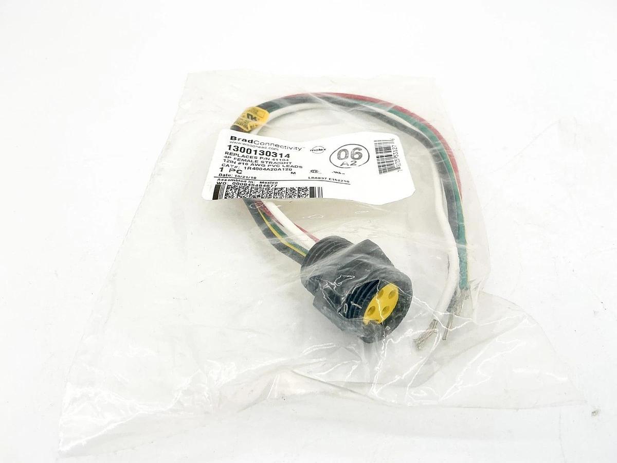 New Lot of 2 Brad Connectivity 1300130314 Cordset 4P 12" 1R4004A20A120 41104