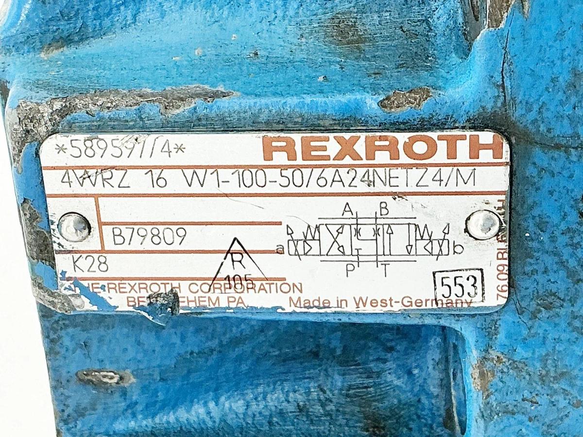 Used Rexroth 4WRZ 16 W1-100-50/6A24NETZ4/M Directional Pilot Valve Base 58959114