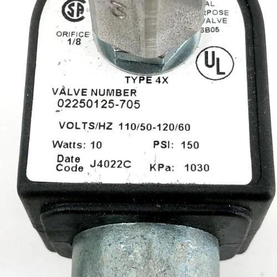 New Sullair 02250125-705 Solenoid Valve 3-Way 110/120V 10W 150psi