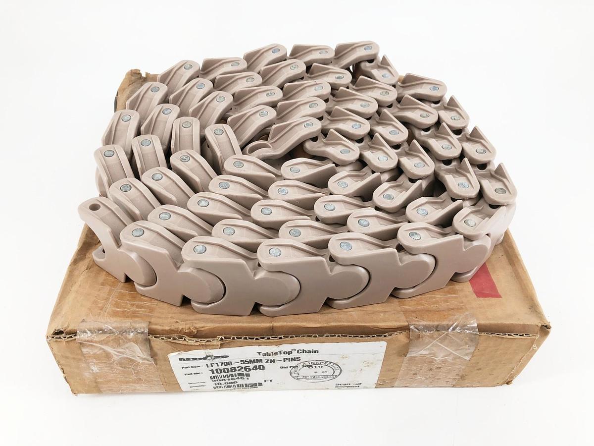 New Rexnord LF1700-55MM ZN-PINS TableTop Chain 10082640 10 FT