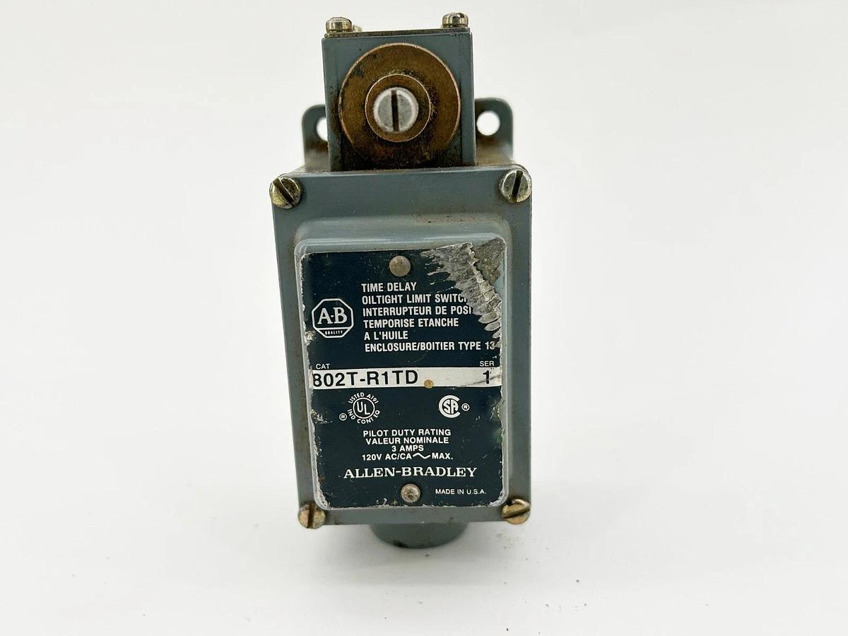 Used Allen Bradley 802T-R1TD Limit Switch 3A 120V W/Time Delay Spring Return