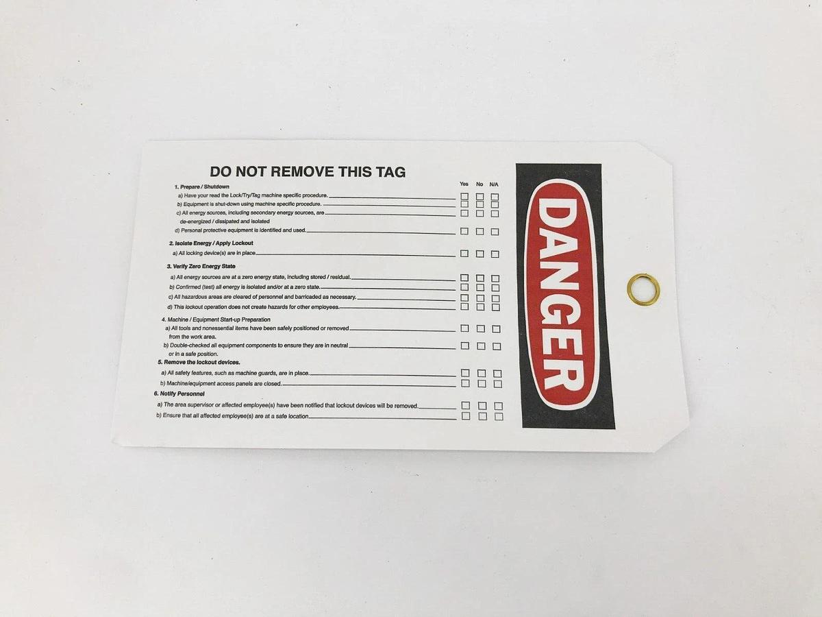 New Brady B-853 Lockout Tags "Do Not Operate" 7" x 4" 25/PK