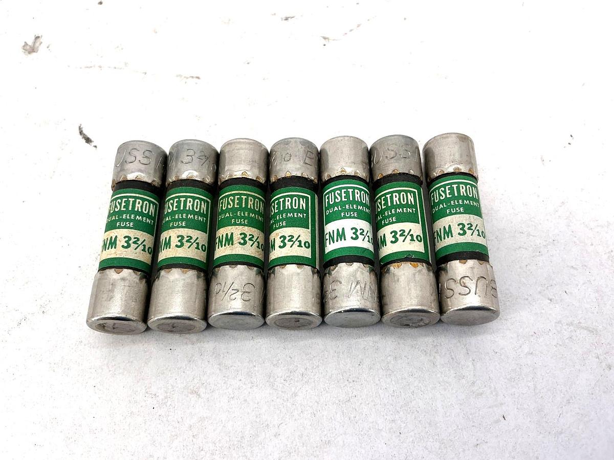 Lot of 7 New Bussmann FNM-3-2/10 Fusetron Dual-Element Fuse 3-2/10A 250V