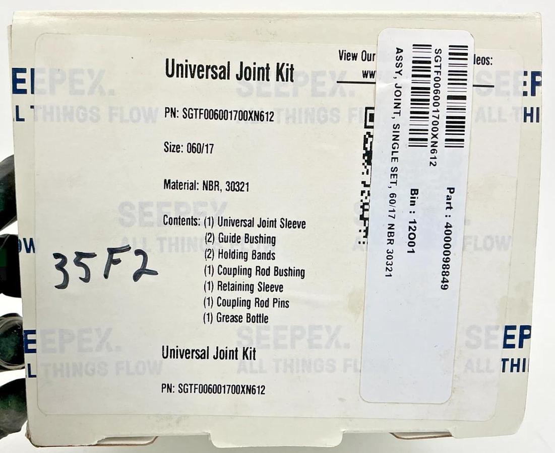 New Seepex SGTF006001700XN612 Universal Joint Kit Size-060/17 Material-NBR,30321