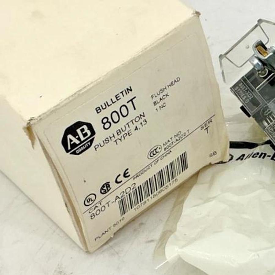 New Allen Bradley 800T-A2D2 Ser T Push Button 30mm Flush Head Black 1NC