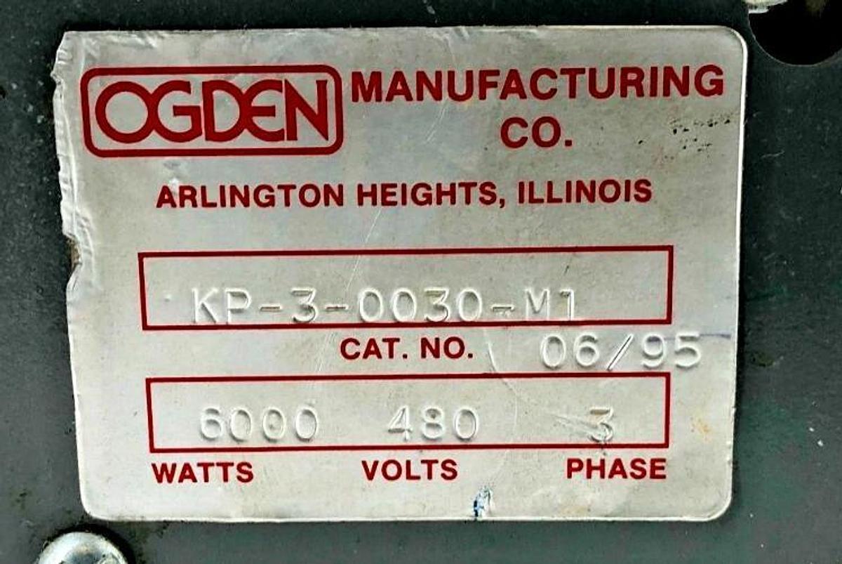 New Ogden KP-3-0030-M1 Pipe Plug Immersion Heater 6000W 480V 3PH - No Box