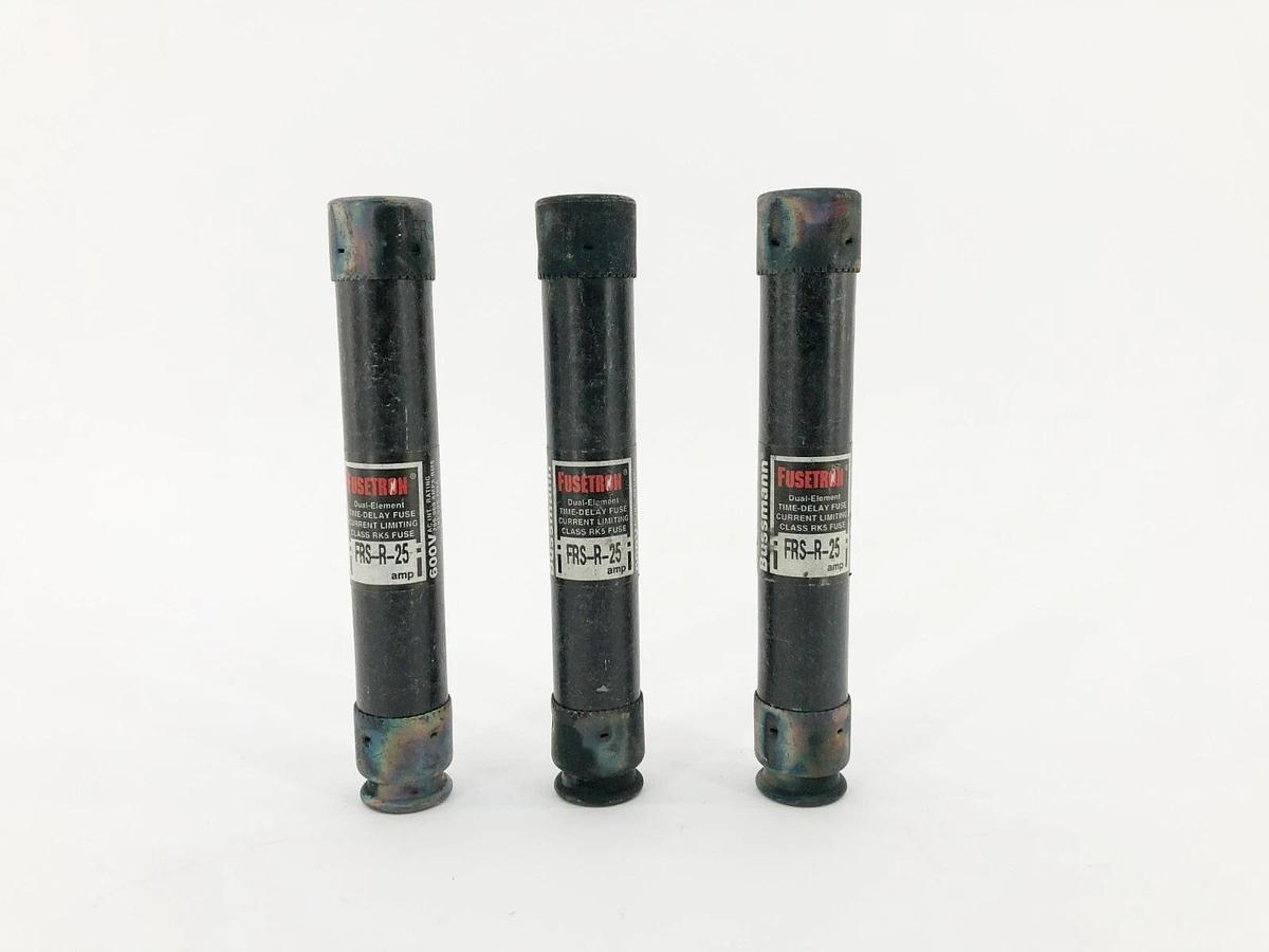 Used Lot of 3 Bussmann FRS-R-25 Time Delay Fuses 25A 600VAC Class RK5