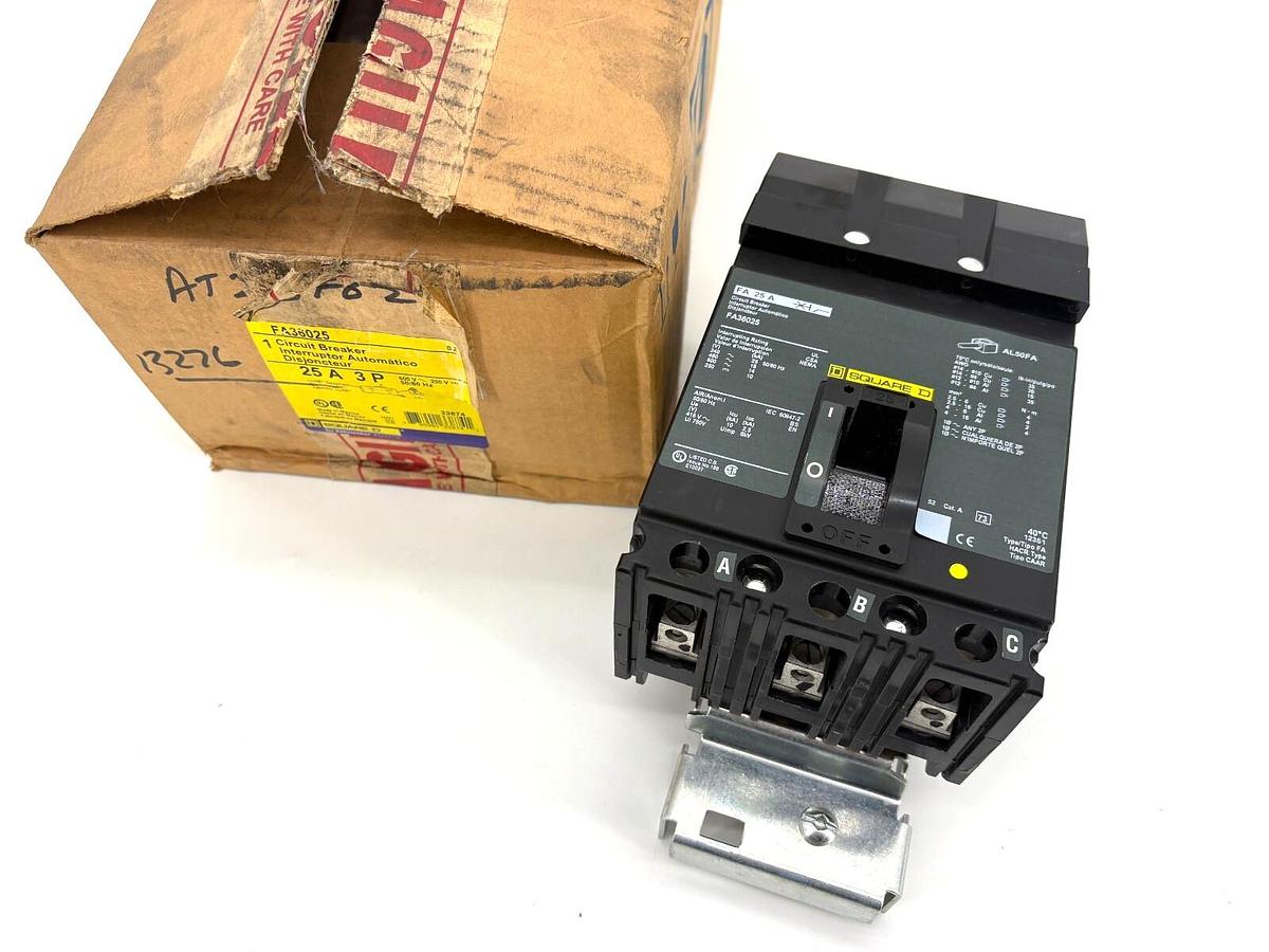 New Square D FA36025 Circuit Breaker 25A 3P 600V Max 785901338741