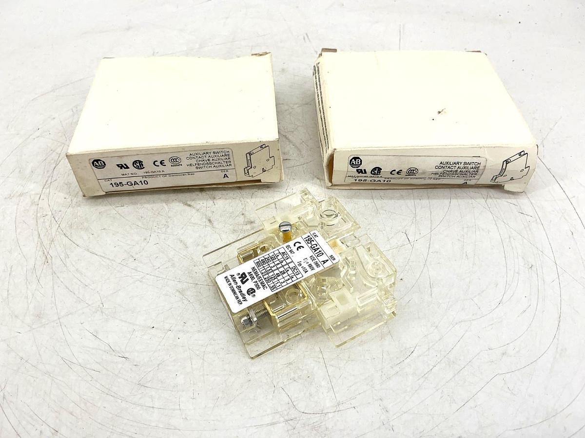 Lot of 2 New Allen Bradley 195-GA10 Ser A Auxiliary Switch Contact 10A 600VAC