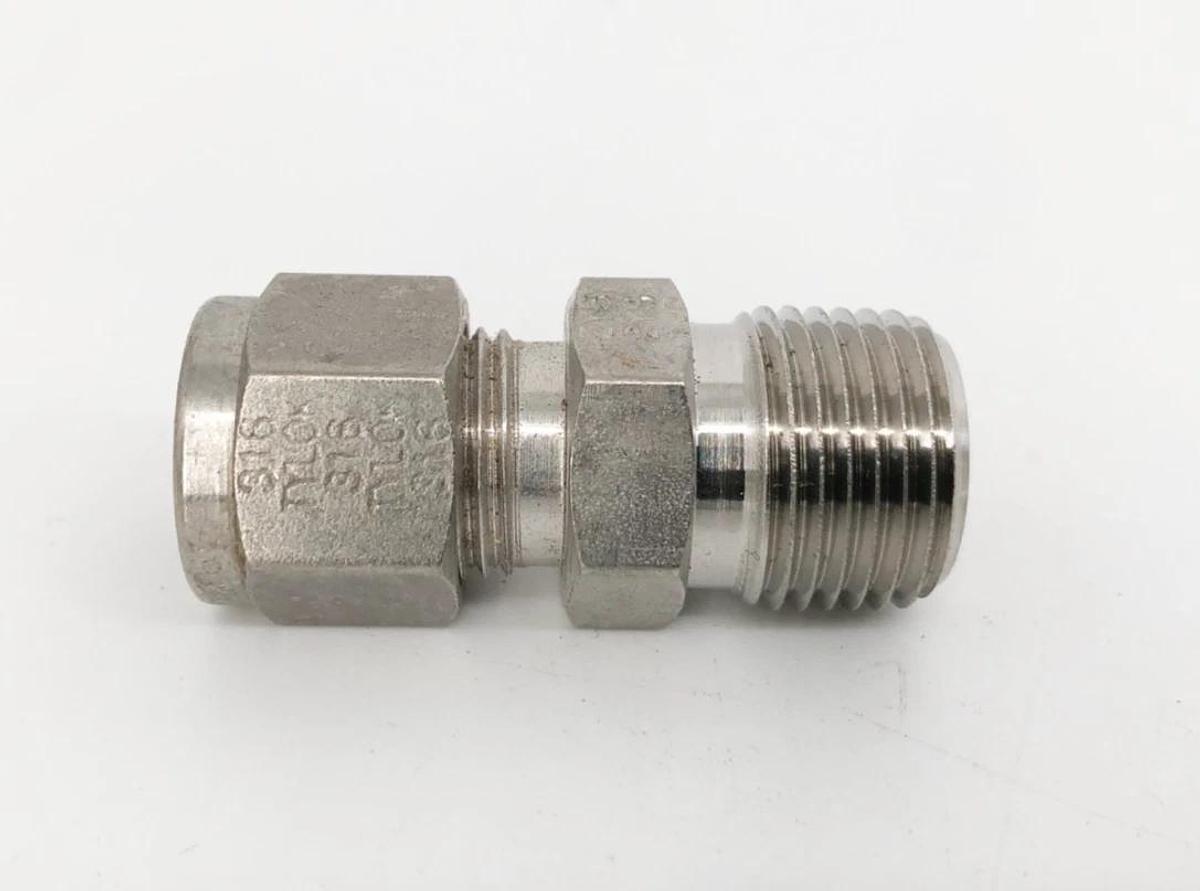 Lot of 6 New Parker PMI PC-3/8 Hex Fittings 316 Stainless Steel - No Box