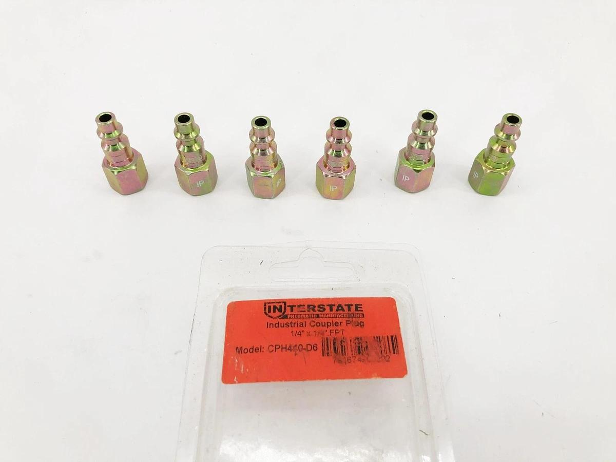 Lot of 6 New Interstate Pneumatics CPH440-D6 Female Coupler Plugs 1/4" x 1/4"