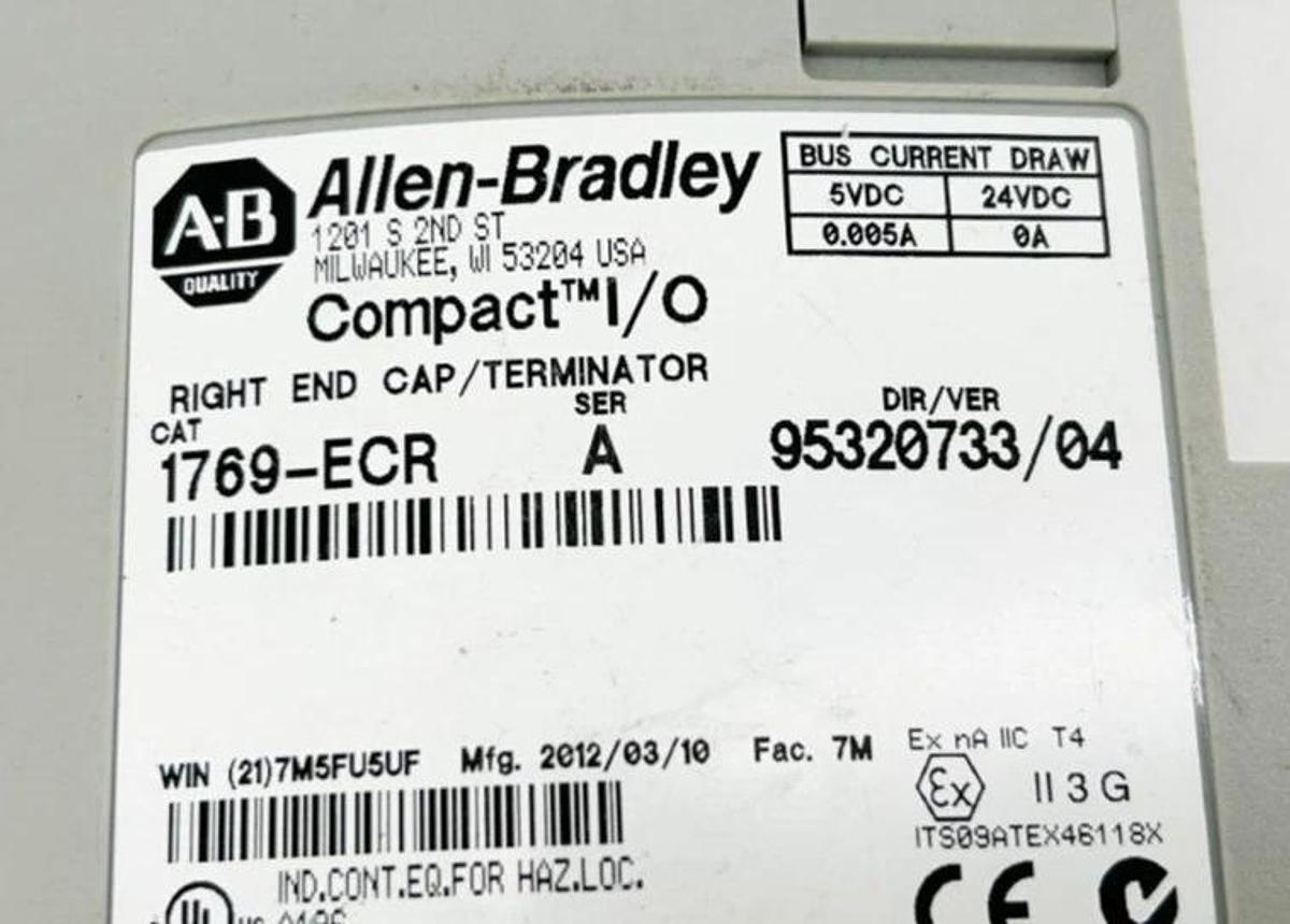 New Allen Bradley 1769-ECR Ser. A Compact I/O Right End Cap Terminator