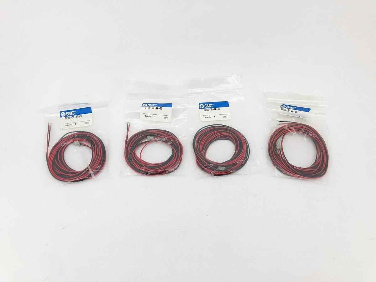 Lot of 4 New SMC SY100-30-4A-30 Connector Assembly 3000mm Length