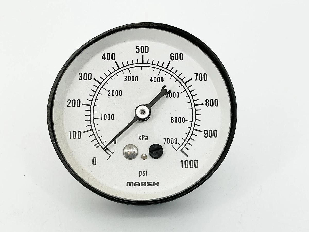 New Lot of 2 Marsh Instrument Co. J5772 Pressure Gauge 2.5" 1/4CB 1000PSI