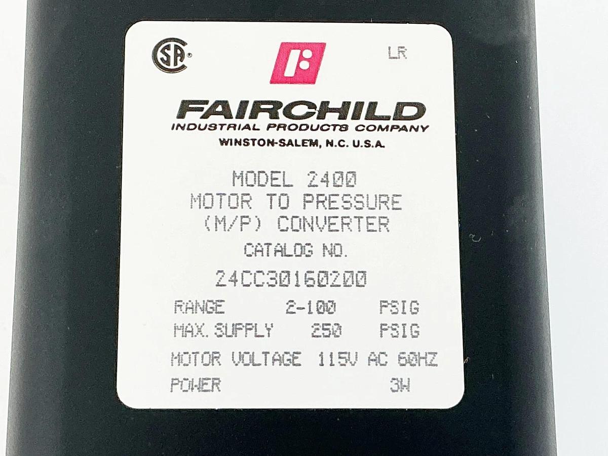 New Fairchild 24CC30160200 Motor To Pressure M/P Converter 250PSIG 115V 3W 60Hz