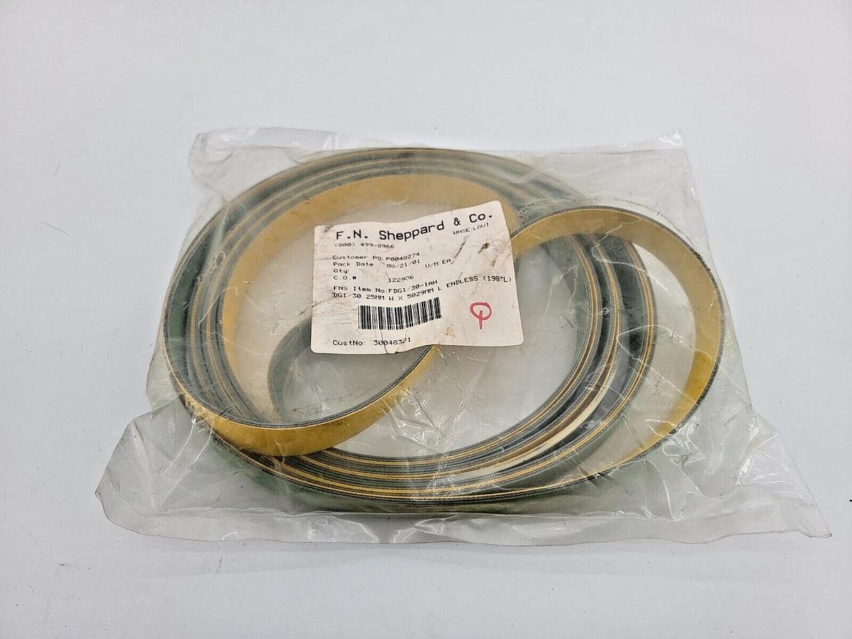 Used New F.N. Sheppard 25mm x 5029mm Endless Belt Yellow/Green 198"