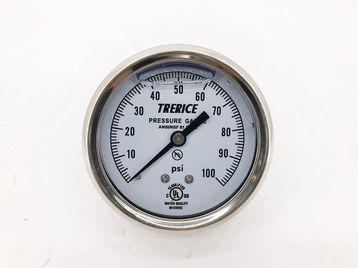 Lot of 3 New Trerice D82LFB2502BA100 Gauges D82LFB 2.5" 0-100psi 1/4" NPT Back