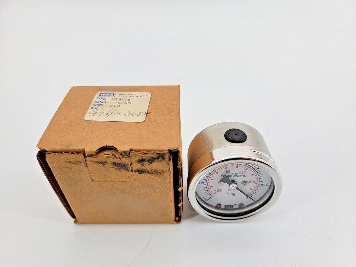 New Wika 9745068 232.54 2.5" Vacuum Pressure Gauge -100kPa / -30in.Hg, 1/4"NPT