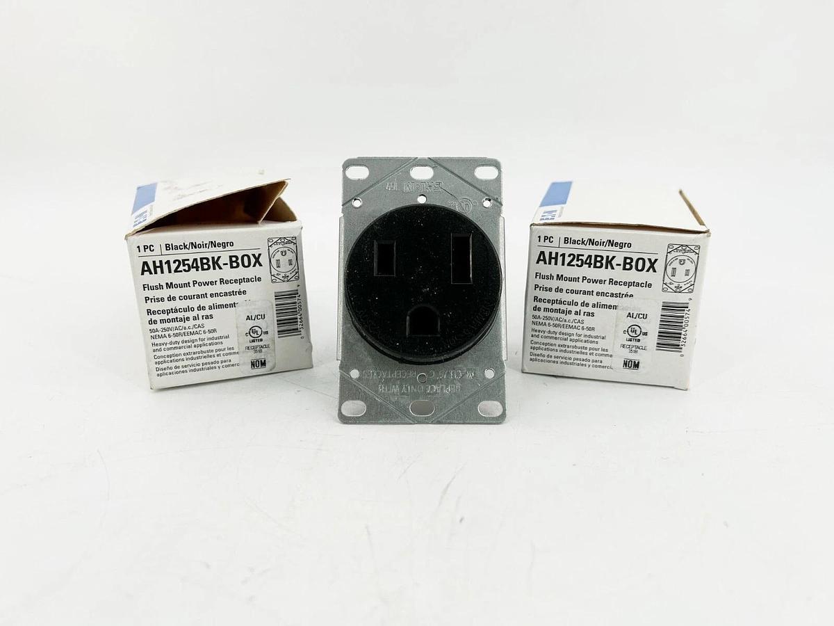 New Lot of 2 Eaton AH1254BK-BOX Flush Mount Power Receptacle