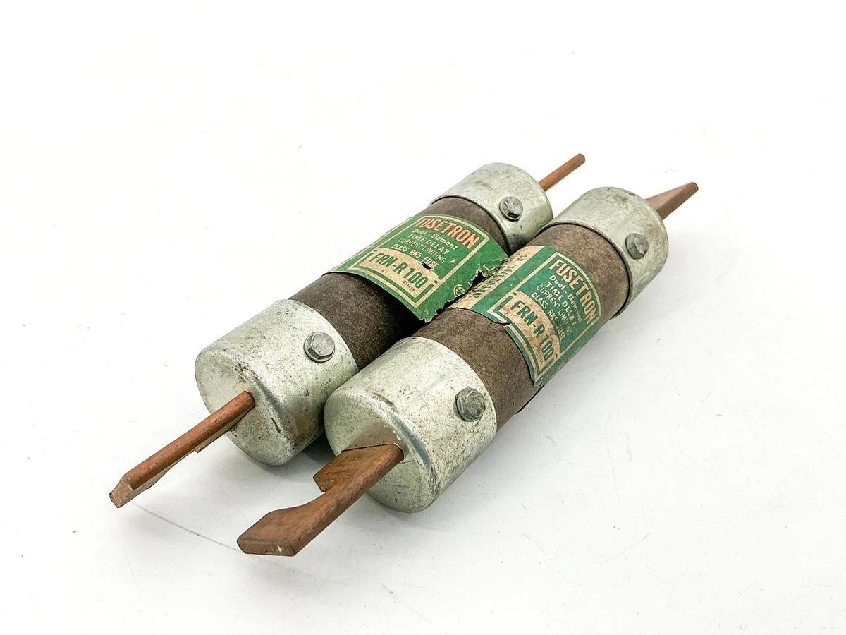Used Lot of 2 Bussmann FRN-R-100 Dual Element Fuse 100A 250V Class RK5