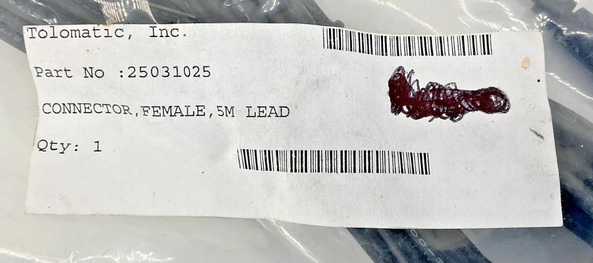 New Tol-O-Matic 25031025 Connector Cable 3-Pin Female 3-Wire 5m Lead
