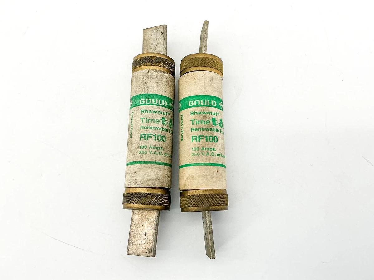New Lot of 2 Gould Shawmut RF-100 Renewable Fuse 100A 250VAC - No Box