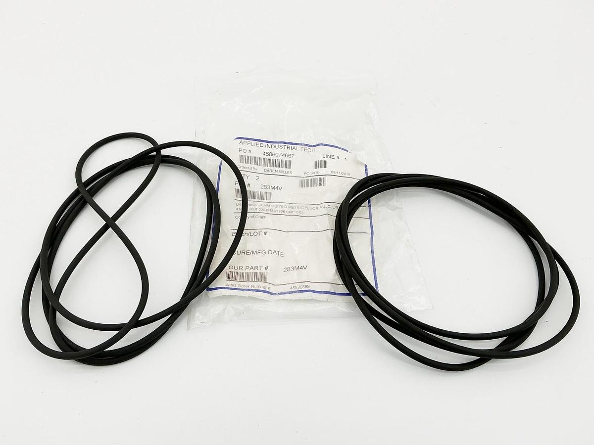 New Lot of 2 Applied Industrial Tech 283M4V O-Rings 4MM C/SMM ID (66.048" C/L)
