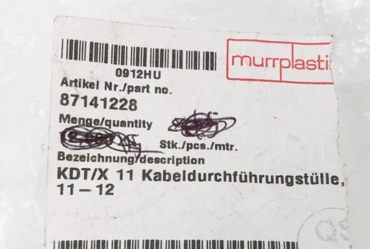 Lot of 14 Murrplastik 87141228 Cable Entry Grommets KDT/X 11 for 11-12mm Diam.