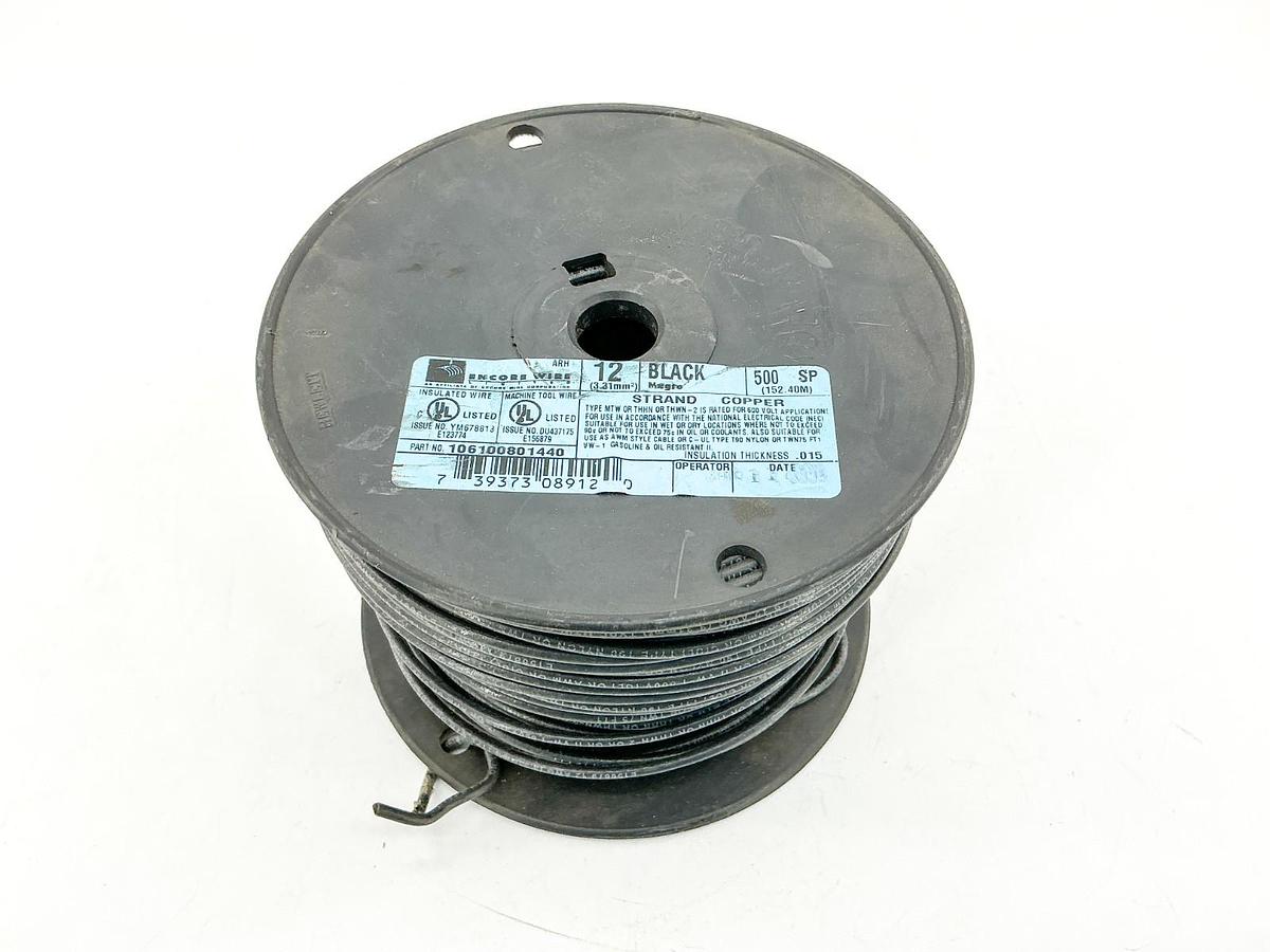 New Encore Wire 106100801440 12AWG Machine Tool Wire Strand Copper Black 375+ft
