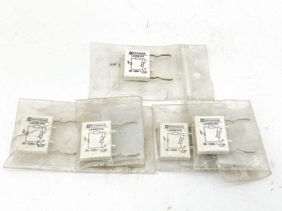 New Lot of 5 Telemecanique LA4KE1FC Suppressor Relay Module 50-129V - No Box