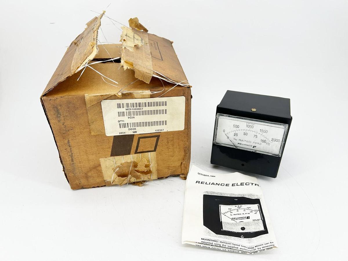 New Reliance 9C26D Panel Meter 0-2000RPM 110%