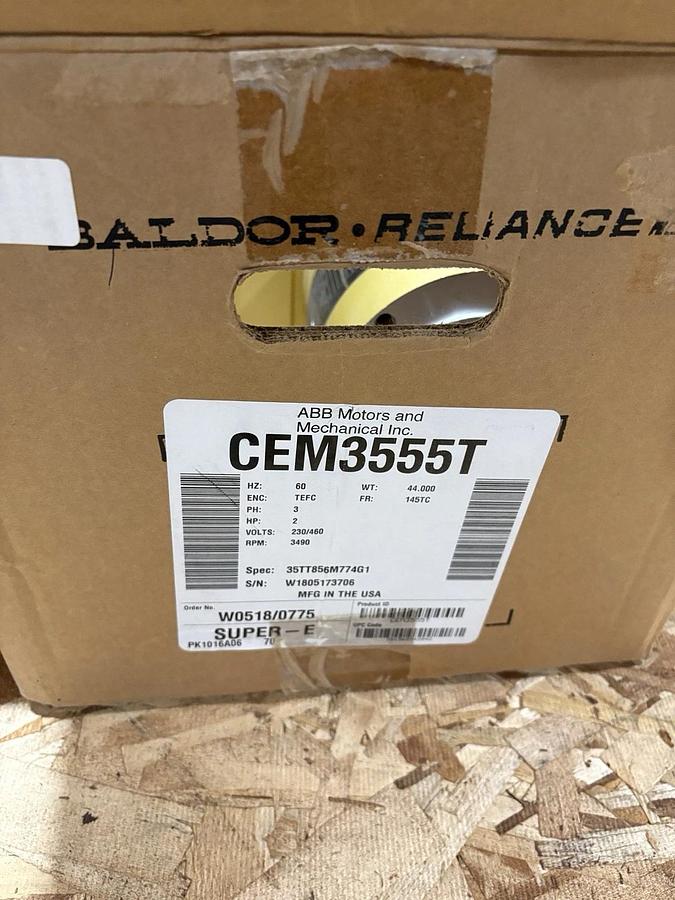 New Baldor CEM3555T 2HP TEFC Motor 230/460V 3600rpm 143TC Frame