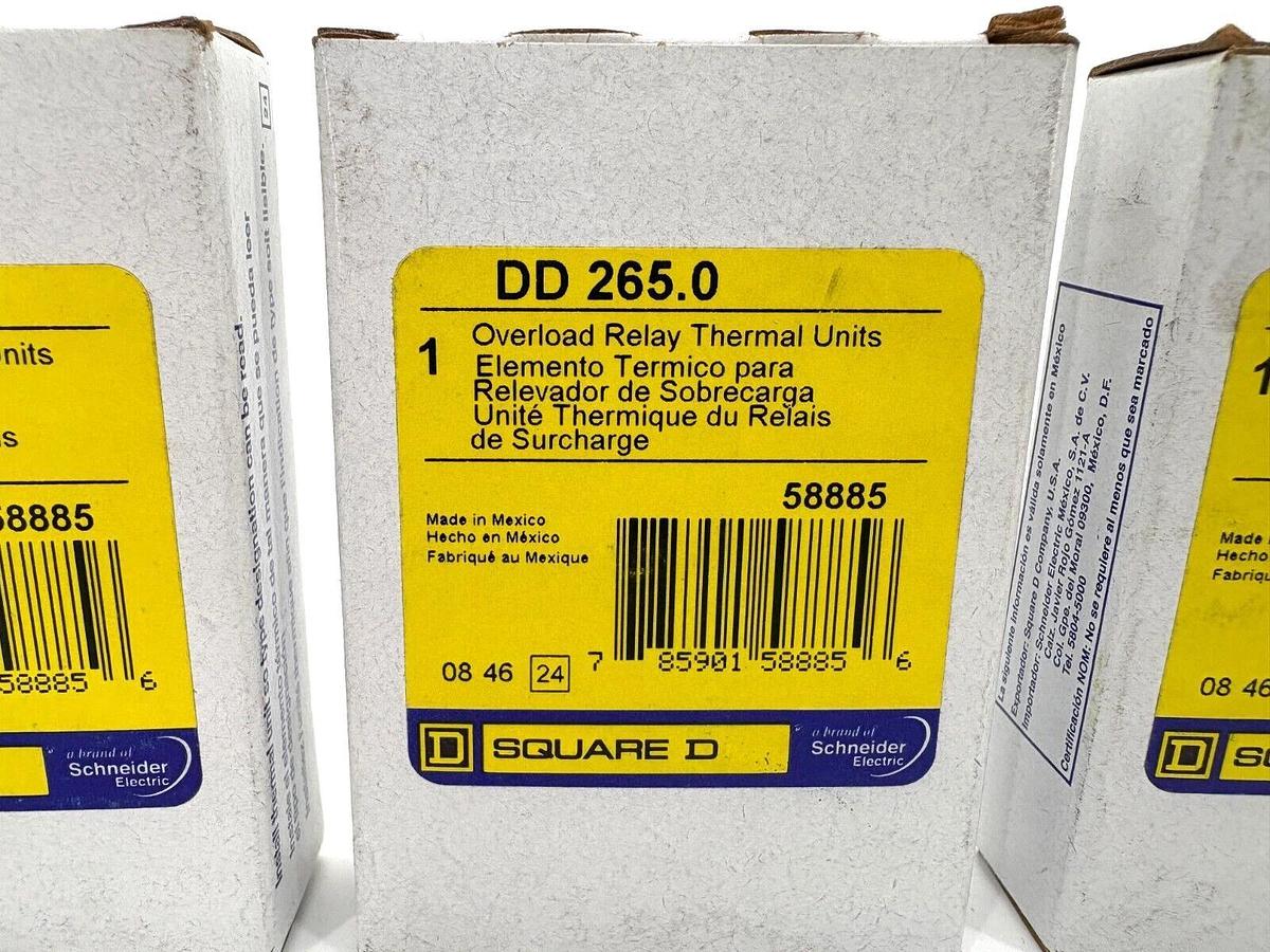 Lot of 3 New Square D DD265.0 Overload Relay Thermal Units 58885