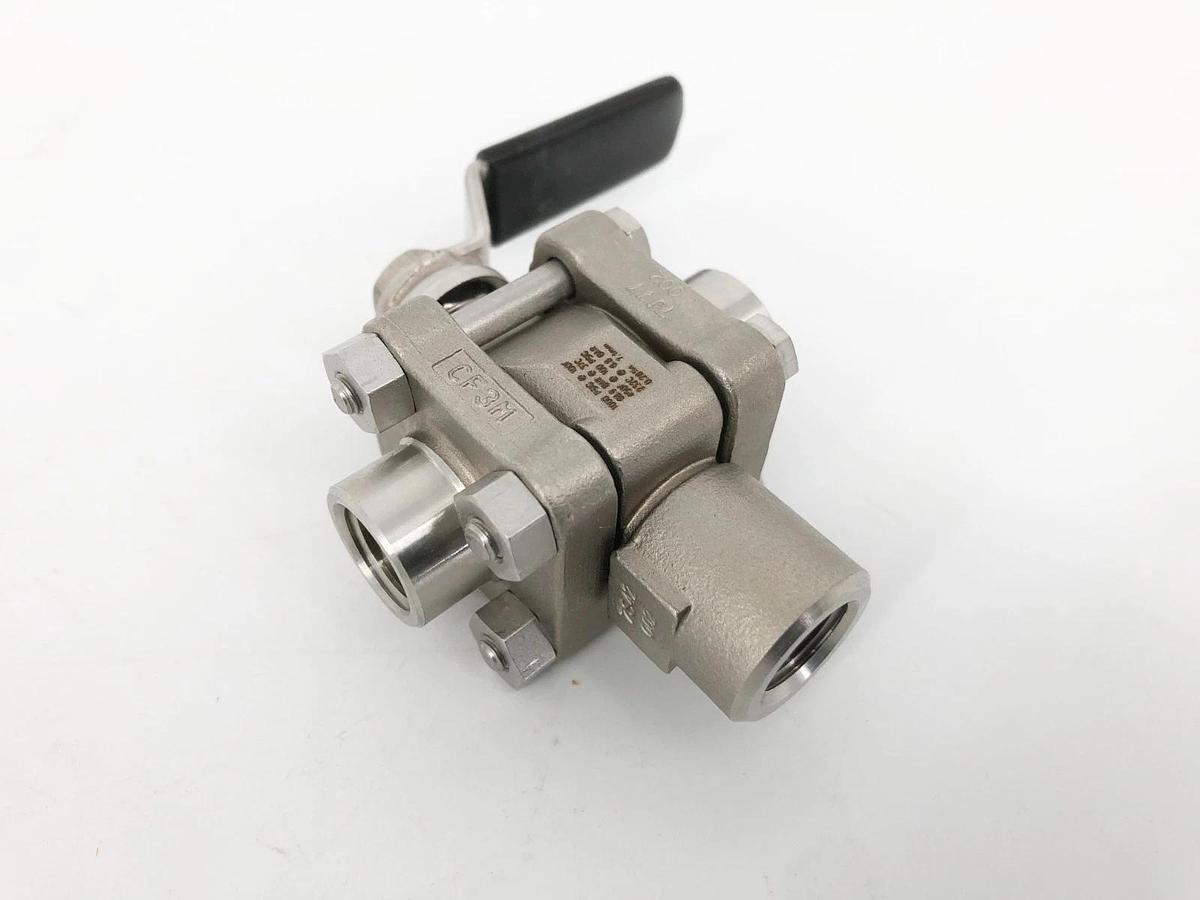 New Swagelok SS-62XTF4 3-Piece 3-Way Ball Valve 1/4" NPT 1000psi 316 Stainless