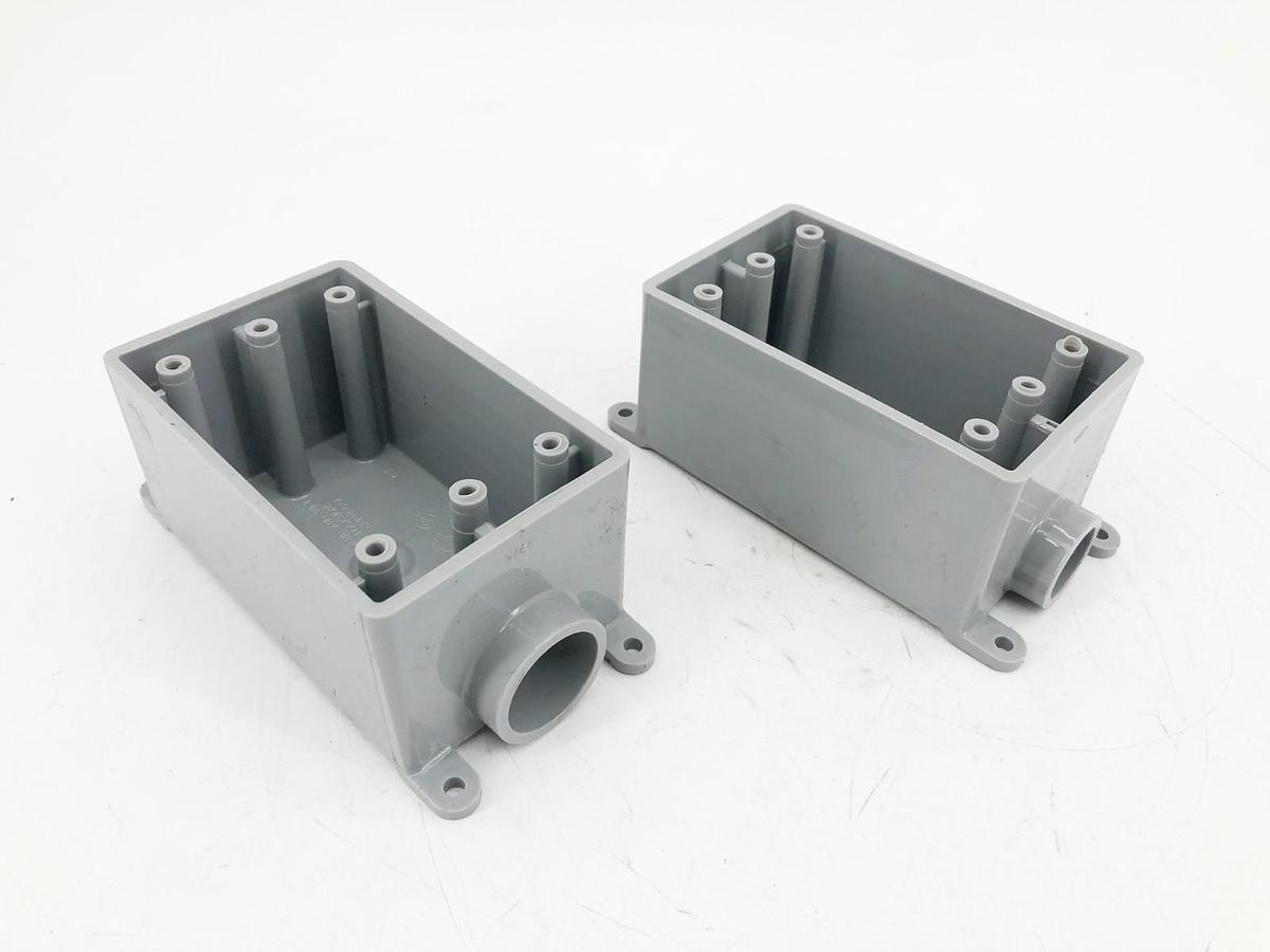 Lot of 2 New Carlon E980DFN Single Gange FSE Boxes PVC 1/2" Knockouts - No Box