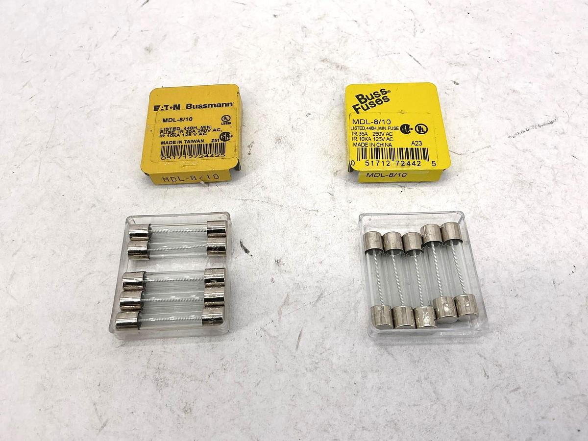 Lot of 10 New Bussmann MDL-8/10 Glass Fuse 8/10A 250V