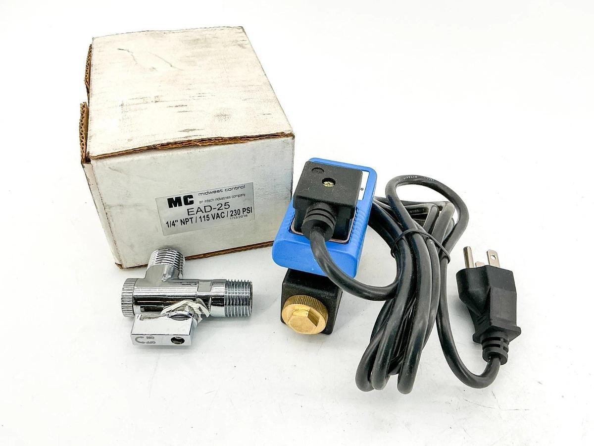 New Midwest Control EAD-25 Solenoid Valve 115V 1/4"NPT 230PSI 13W
