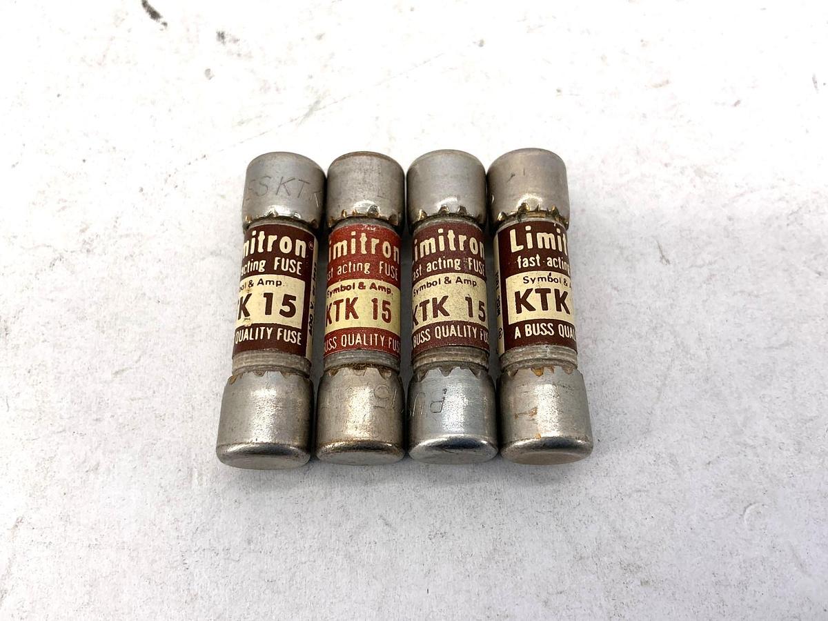 Lot of 4 New Bussmann KTK-15 Limitron Fast-Acting Fuse 15A 600V