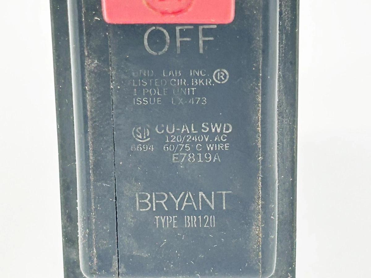 Used Lot of 4 Bryant BR120 Circuit Breaker 20A 1 Pole 240V