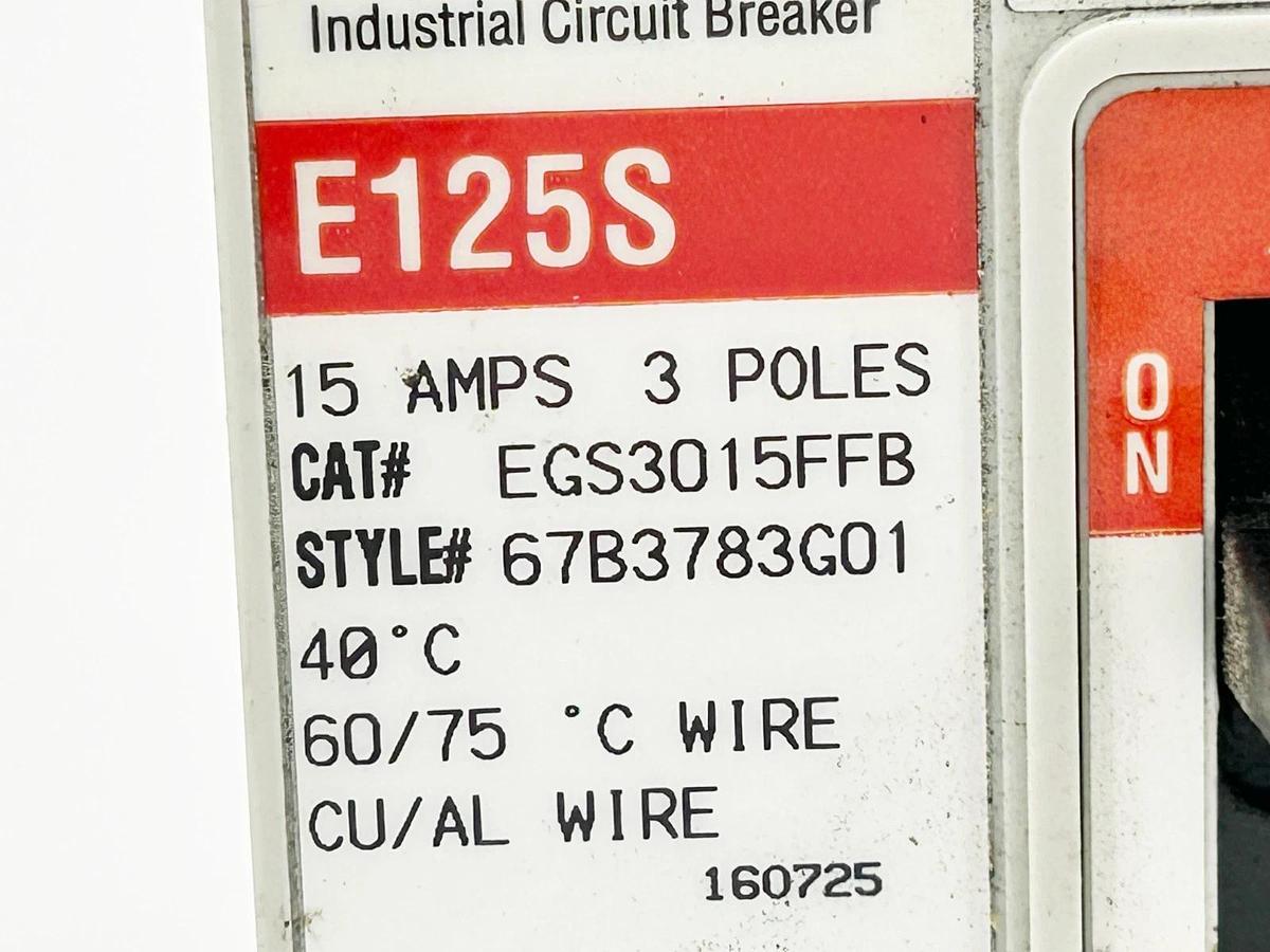 New Eaton EGS3015FFB Circuit Breaker 15A 480V 3P - No Box