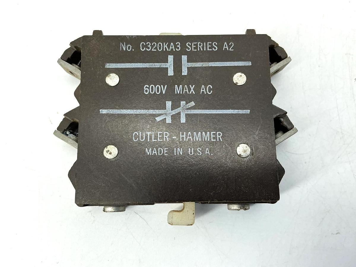 Used Lot of 3 Cutler-Hammer C320KA3 Ser A2 Base Auxiliary Contact 1NO/1NC 600VAC