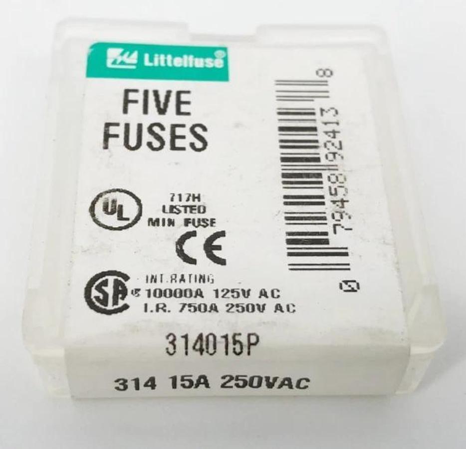 Lot of 10 New Littelfuse 314015P Ceramic Cartridge Fuses 15A 250VAC