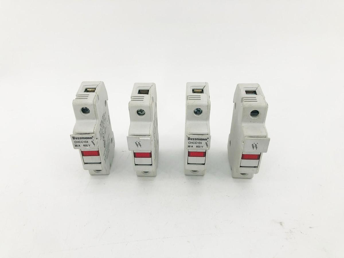 Used Lot of 4 Bussmann CHCC1DI Fuse Holders 1P 30A 600V Fuse Holders