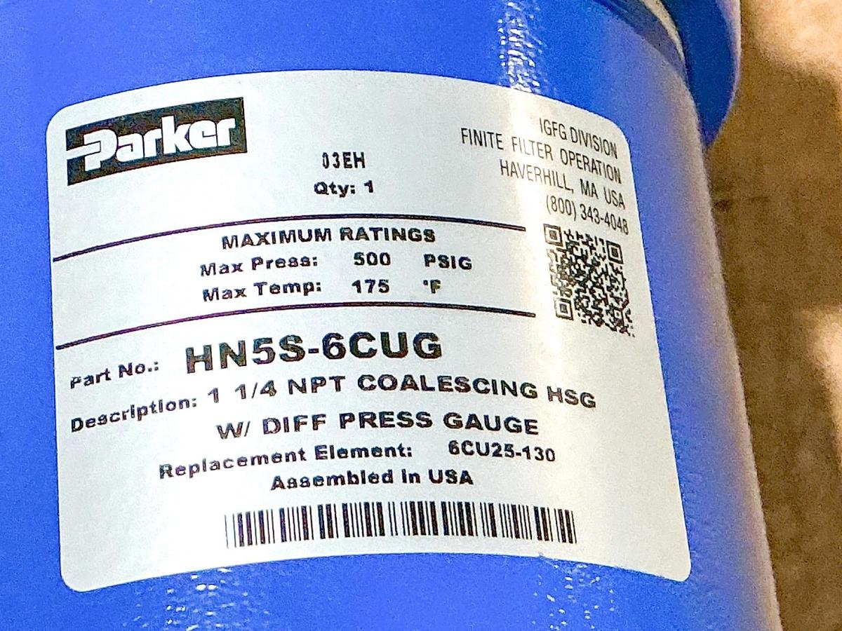 New Parker HN5S-6CUG Finite Filter Housing 500PSIG 175F 1-1/4” NPT