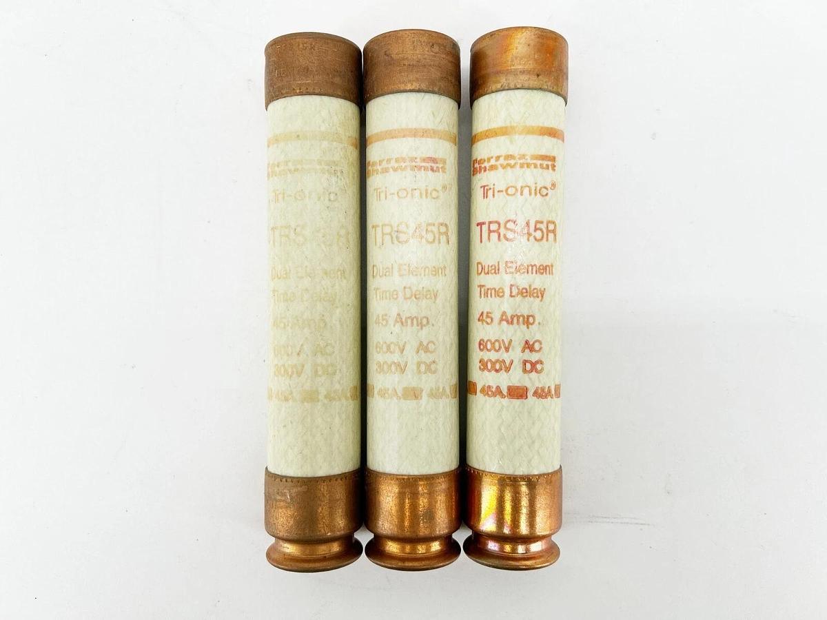 New Lot of 3 Ferraz Shawmut TRS45R Dual Element Time Delay Fuse 45A 600VAC